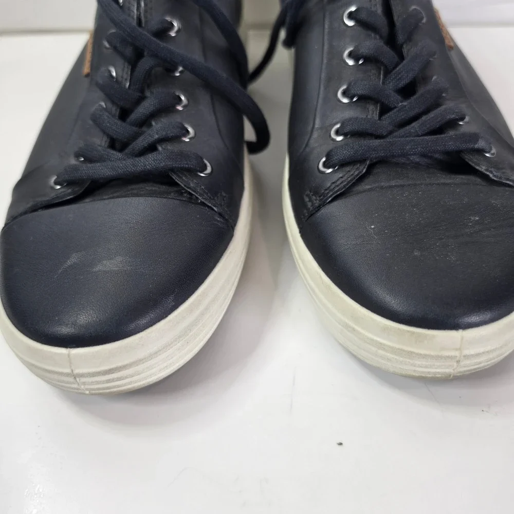 ECCO Soft 7 Mens Black Leather Sneakers Lace Up Comfort Walking Shoes Size 44 10